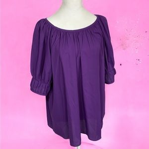 Gibson Latimer Purple Blouse. Sz XL. Scoop neck and Short Sleeve. NWOT. Nice!